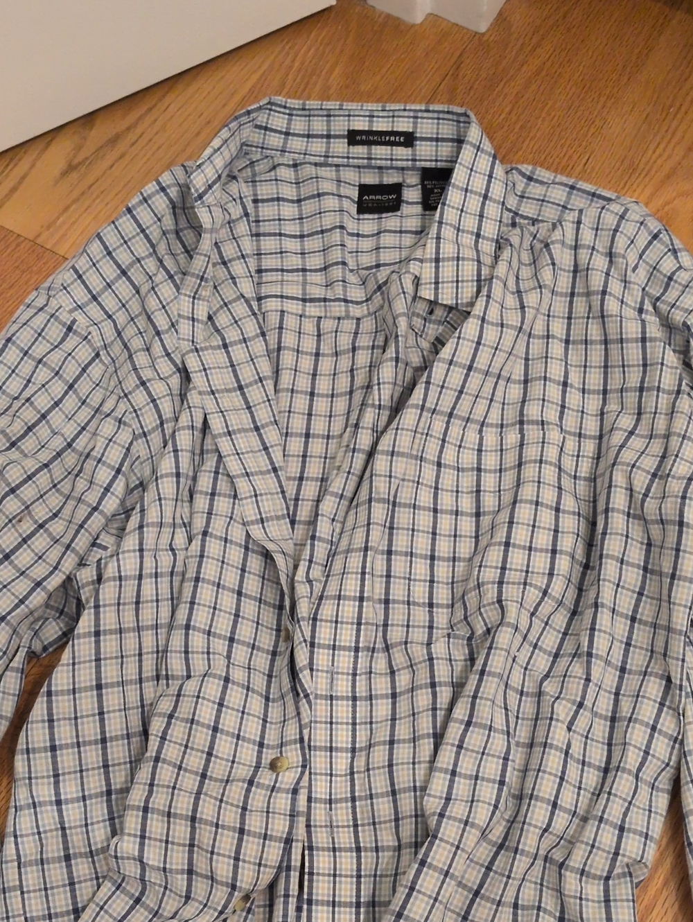 Arrow White and Blue Plaid Dress Shirt